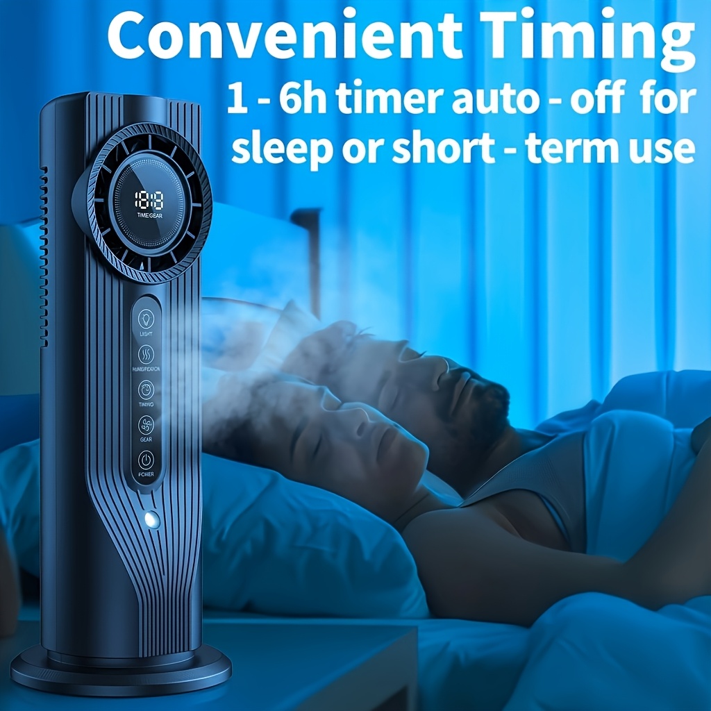 Ventilateur  Portable 6 Vitesses avec Humidificateur, Minuterie 1-6H, Ventilateur de Refroidissement de Bureau Alimenté par USB pour Maison, Bureau, Chambre, Vaincre la Chaleur Estivale ! Ventilateur 