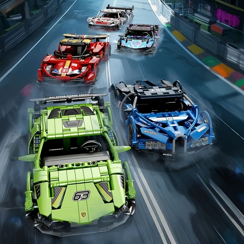 Powered, Colorful Building Block Model Set with Toy Sports Car Assembly, Adult Collectible Car Model, ABS Material, Suitable for Family/Friends, Birthday Holiday Gift