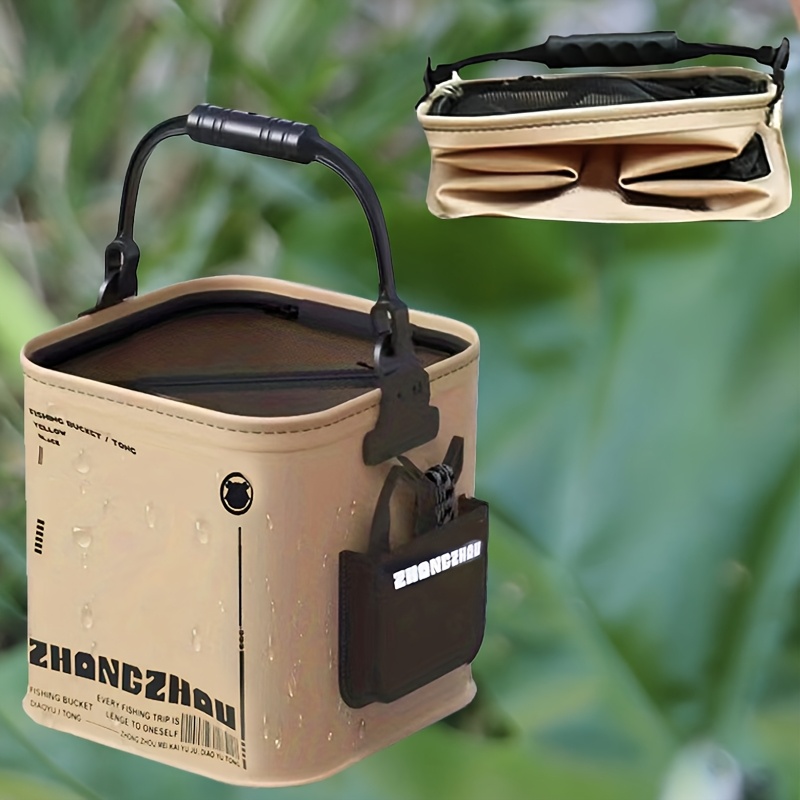 E-shop Zusammenklappbarer Eimer 14L Faltbarer Fisch Eimer Camping Wasser Eimer Eimer EVA Behälter Faltbarer Aufbewahrungsbehälter mit Griff