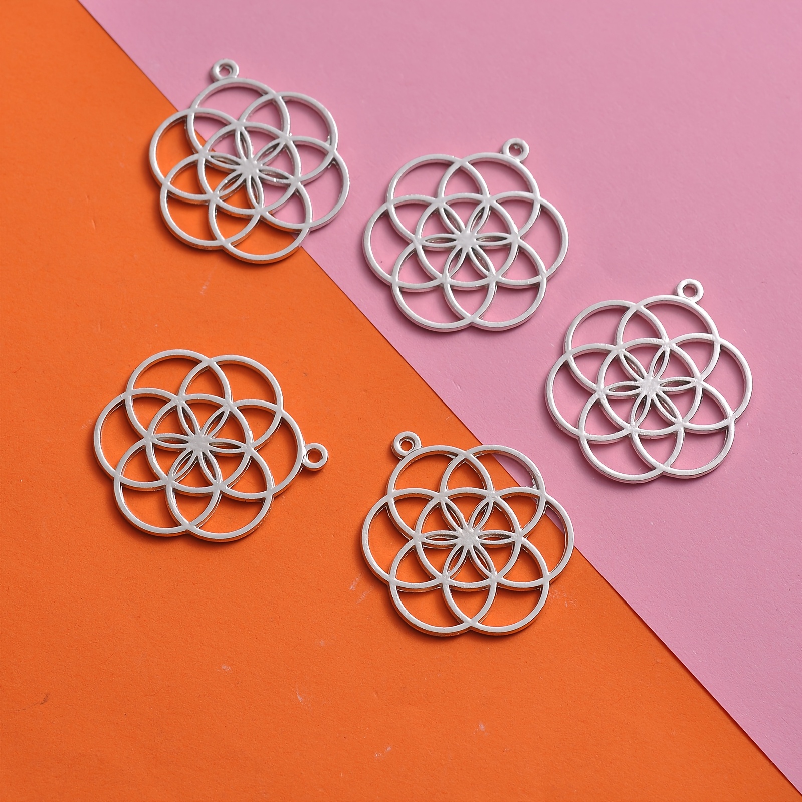 10pcs Set of Life Flower Pendant for DIY Jewelry Making