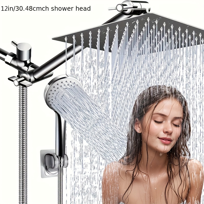 "Luxurious Rainfall Shower Head Combo: 8/12 Inch High Pressure & Handheld with 11 Inch Extension Arm – 5 Settings, Anti-leak Design, Height/Angle Adjustable" 5 "Luxurious Rainfall Shower Head Combo: 8/12 Inch High Pressure & Handheld with 11 Inch Extension Arm – 5 Settings, Anti-leak Design, Height/Angle Adjustable" - Image 5