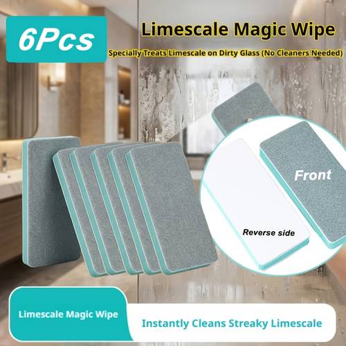 item picture 6pcs glass limescale magic cleaning brush set for home use bathroom mirrors shower rooms tiles powerful limescale water stains and remover multi functional window and glass cleaning tool