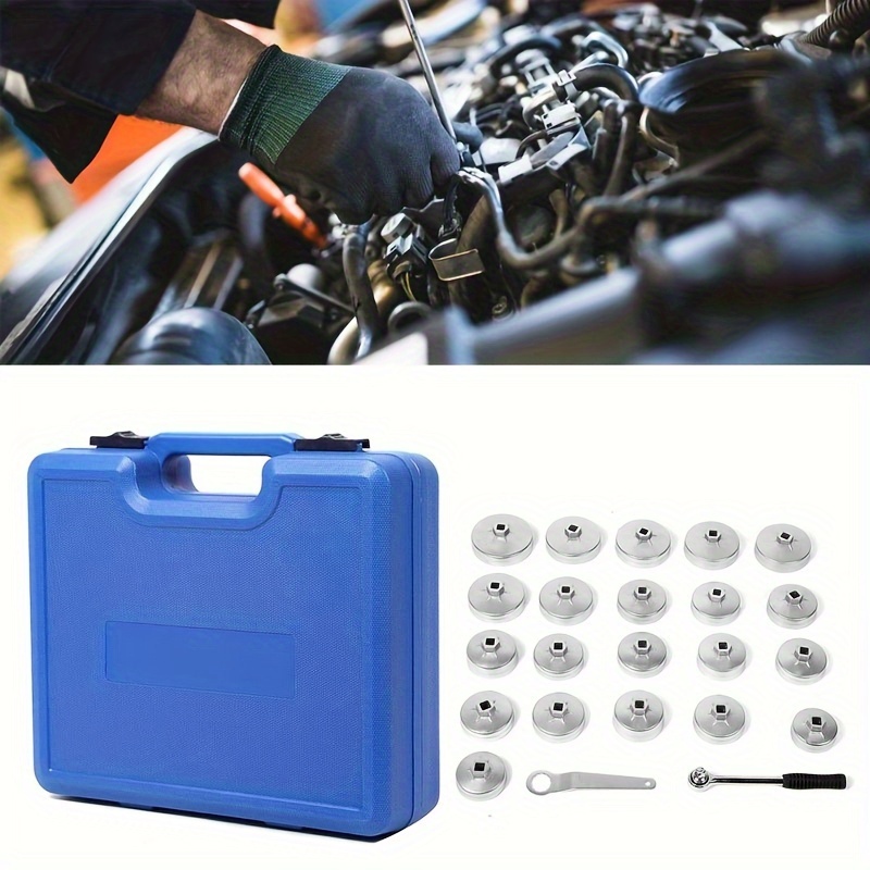 23Pcs Cup Type Aluminium Oil Filter Wrench Removal Socket Remover Tool Kit Set