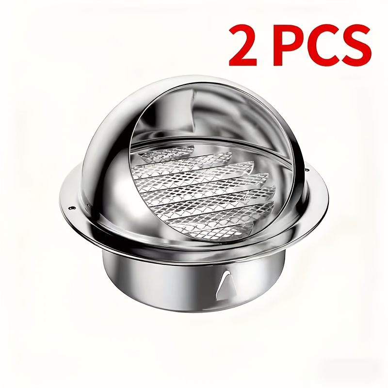 Image of 2pcs Of Thickened Stainless Steel Round Vent Covers 80/100/110/120/150mm For Walls, Suitable For Apartments, , And Houses - , Prevents Objects And Insects, Includes A Wind Deflector