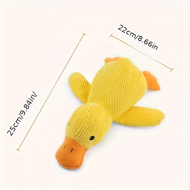 TEMU Cartoon Duck Squeaky Dog Toy - Plush Interactive Pet Chew Toy, No Battery Needed, Durable Squeaker For Small Breeds, Puppy Teething And Playtime Accessory