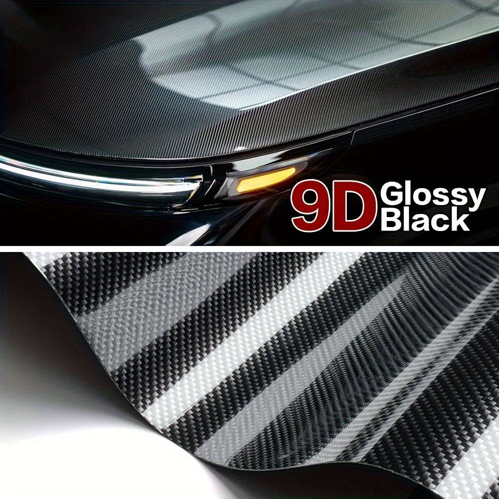 

sleek" High-gloss Black 9d Carbon Fiber Vinyl Wrap - Easy Cut, Scratch & Waterproof Protection For Car Body And Interior, 19.69x59.06in Roll