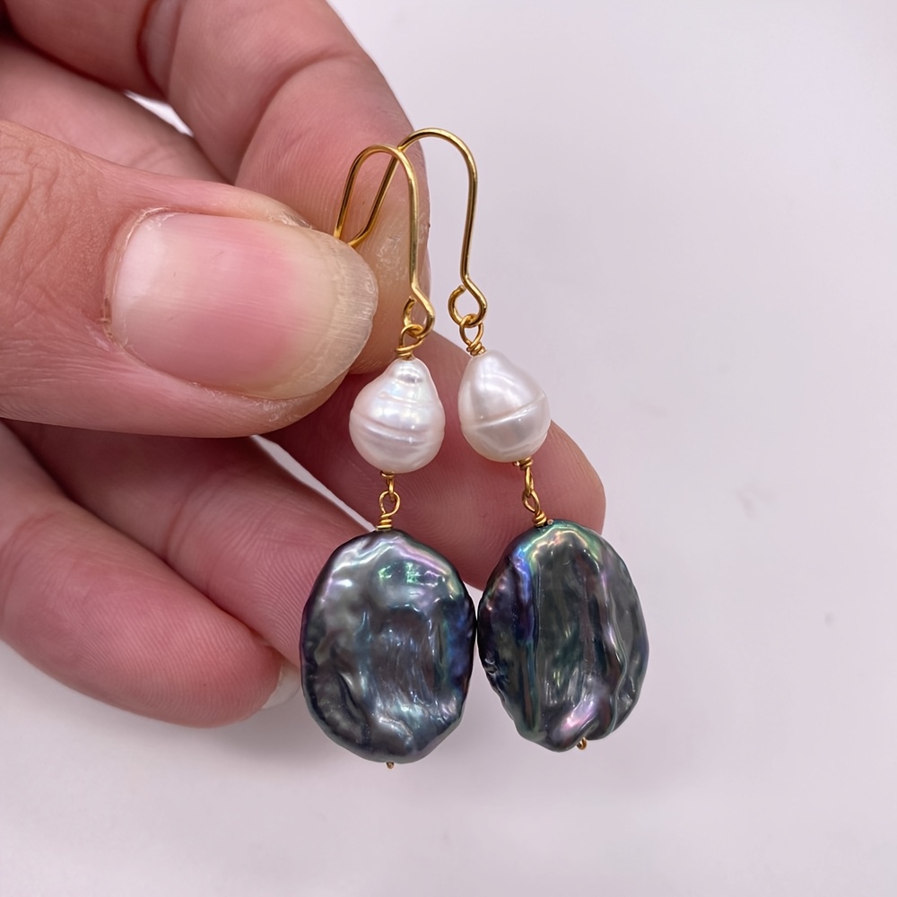 Teardrop & Oval Cloud Pearl Earrings, Handcrafted