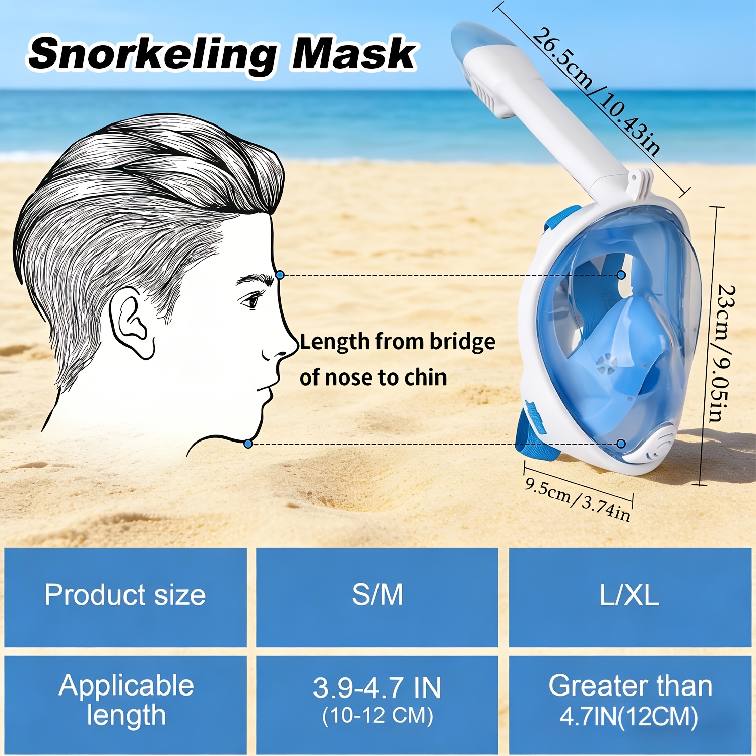 Full Face Snorkeling Mask with Panoramic View, Safe Breathing, Anti-Fog, Anti-Leakage And Camera Retention-Perfect for Adults And Swimmers Alike