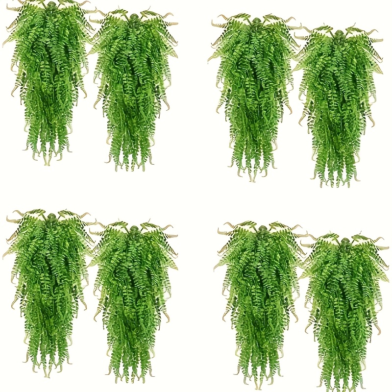 

8/10pcs Uv Resistant Artificial Boston Fern Vine, Plastic Hanging Plant For Home Decor, Christmas, Halloween, Valentine's Day, No Container, Electricity-free, For Room Types