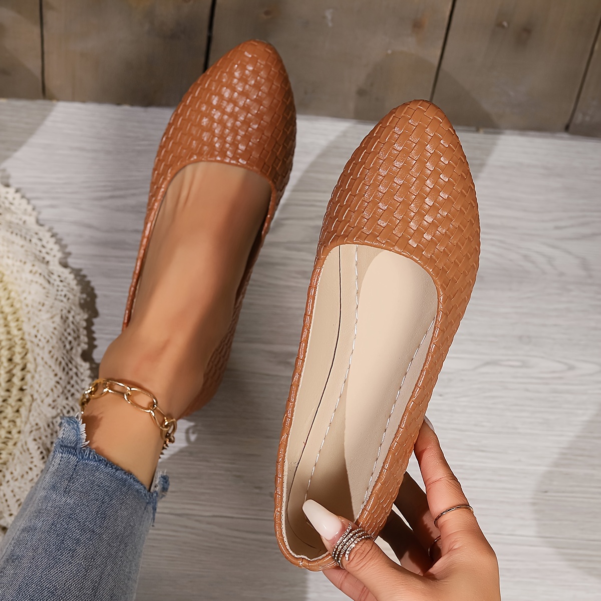 Light brown cheap flat shoes