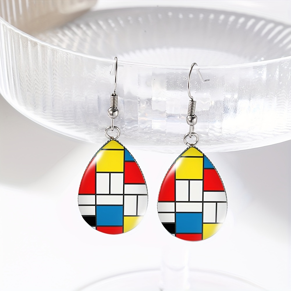 TEMU A Pair Of Handmade Glass Drop Earrings '