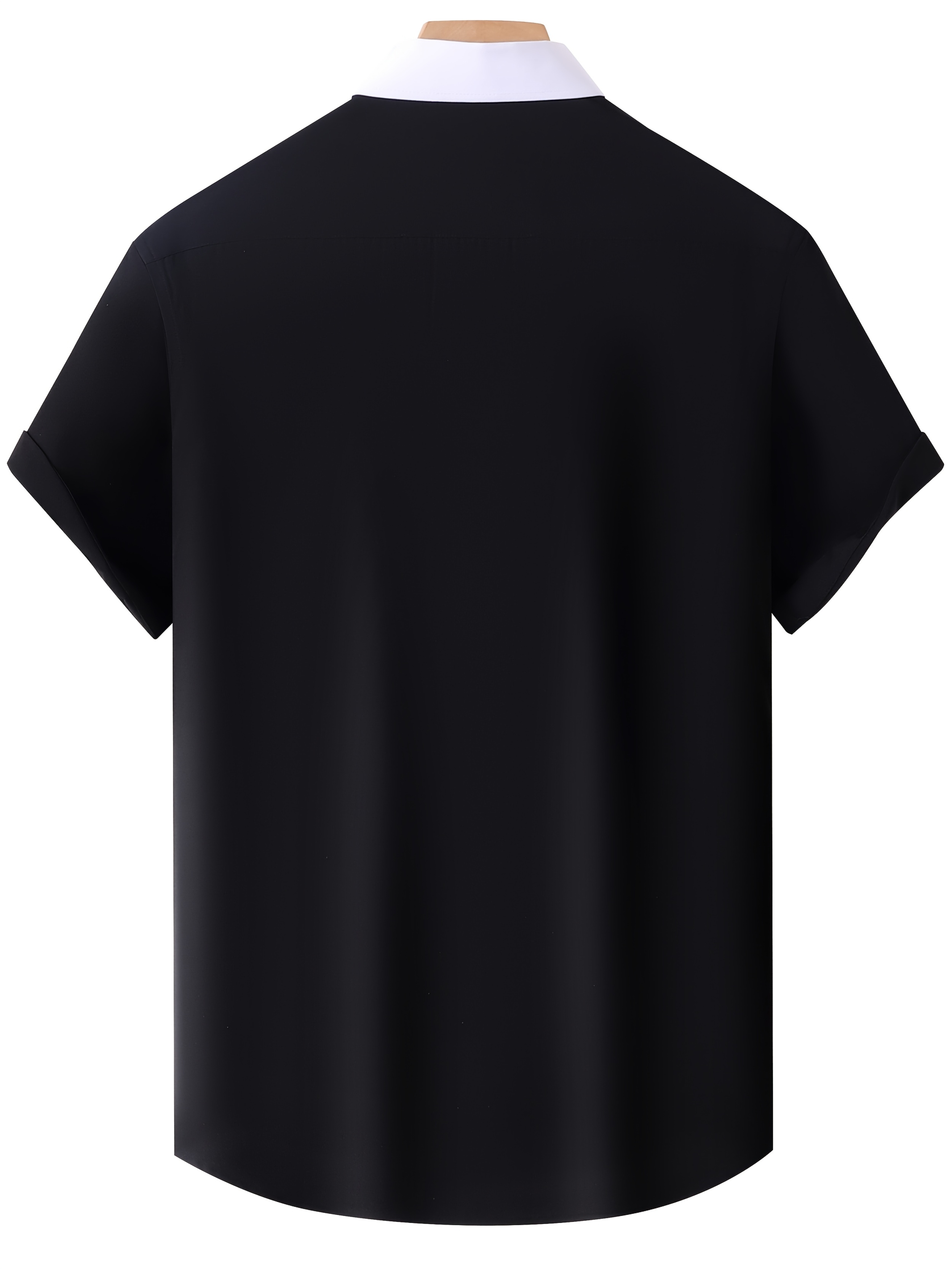 mens solid black short sleeve dress shirt collar diamond - Temu