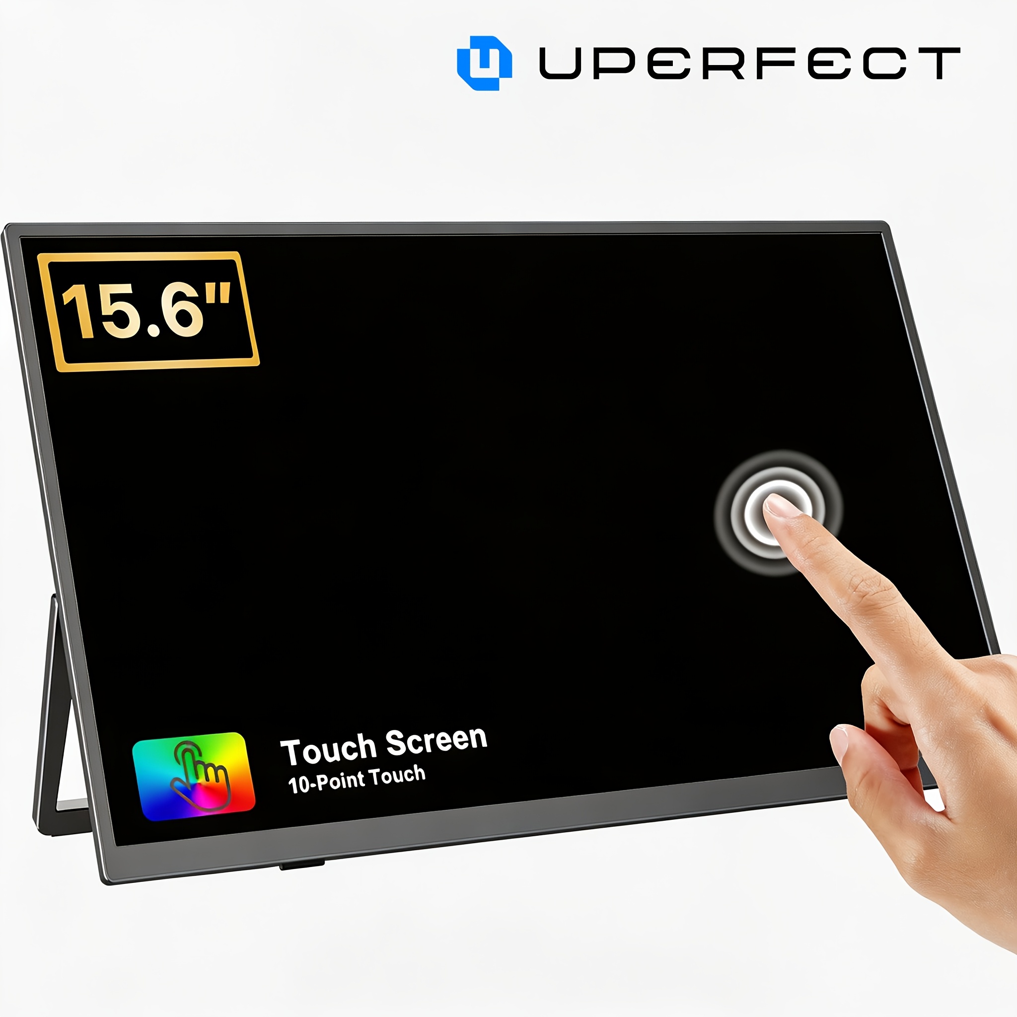 Uperfect 15.6" Touchscreen Portable Monitor, 125% Srgb With Adjustable Stand, Usb-c Hdtv For Laptop Phone Ps5
