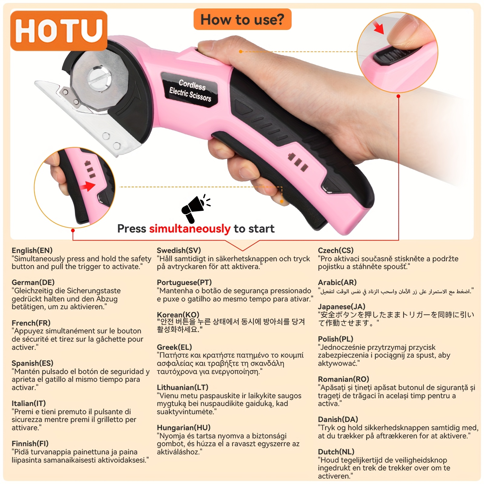 VLOXO Cordless Electric Scissors For Fabric With Safety Lock 4.2V...