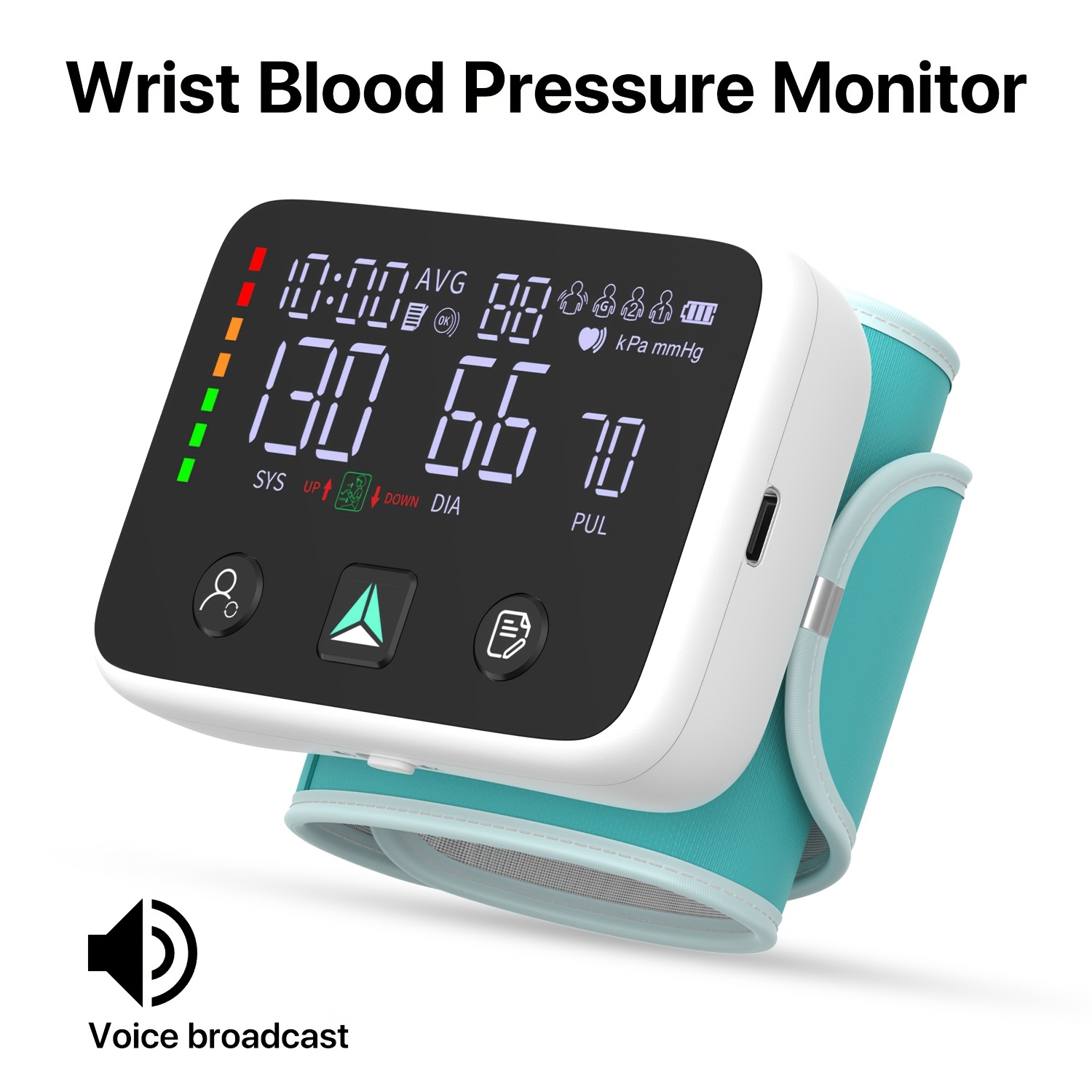 bsx325 wrist blood pressure monitor portable automatic home bp machine with dual user mode 99 memory storage   backlit display fast   reading usb battery powered adjustable large cuff   accessories ip22