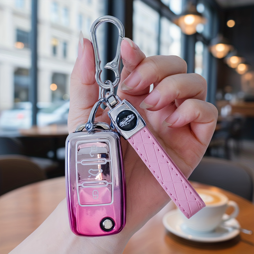 Image of Soft Tpu Key Fob Cover With Keychain For Vw For For Tiguan For Bora For Golf For For For Jetta For For For Octavia