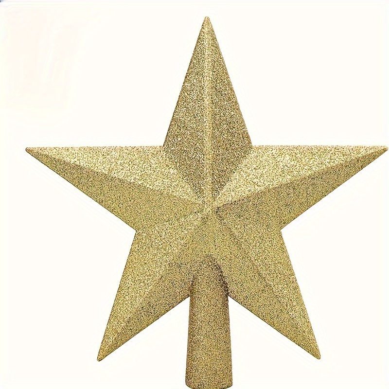 

1pc Glittering Mini Christmas Tree Topper, Plastic Star For Holiday And Home Decoration - 4-inch, Golden - Festive Non-electric & Battery-free Ornament