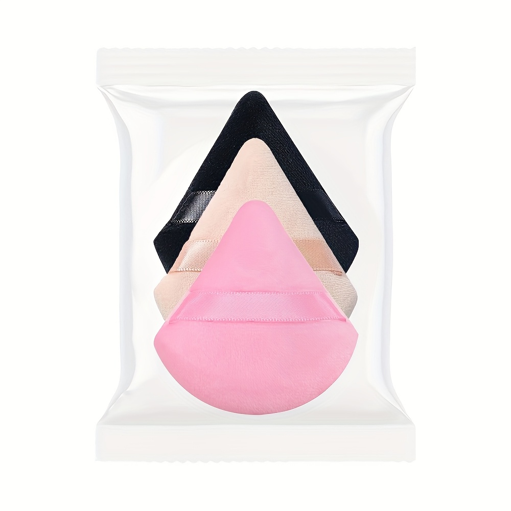 TEMU 1pc/3pcs Triangle Powder Puff Setting Powder Makeup Sponge Fan Powder Finger Cushion Powder Puff