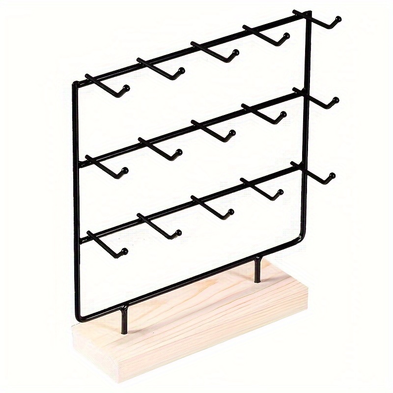 

Iron Jewelry Display Stand With 15 Hooks, Creative Earring Organizer And Storage Rack For Earrings, Necklace, And More