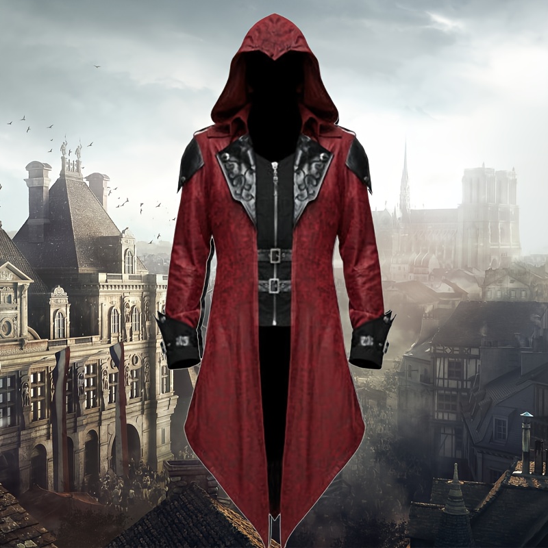 Gothic Victoriaanse Steampunk heren zwarte Assassin Pirate Elf jas (2XL grijs