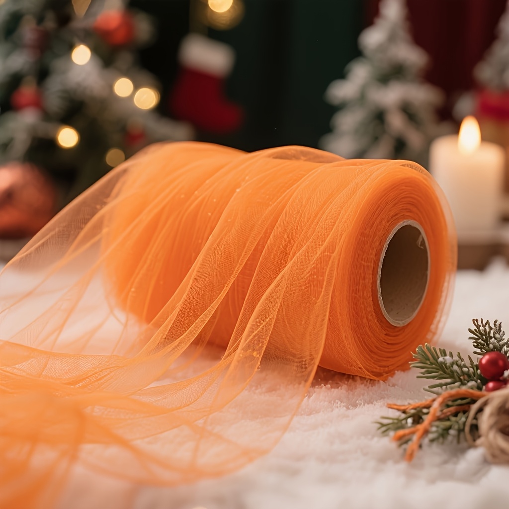 TEMU 1 Rouleau de Panneau de Tissu Orange Chaud - Transparent Adapté pour Décorations d' de Mariage, Plafond & Rampe d'Escalier | Toile de Fond de