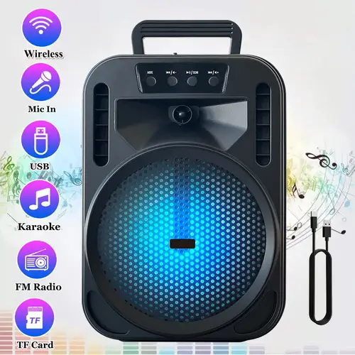 4000w portable wireless pa speaker 6 5 high power subwoofer system supports aux usb fm wired microphone audio input with led light handle support aux usb tws fm indoor and outdoor