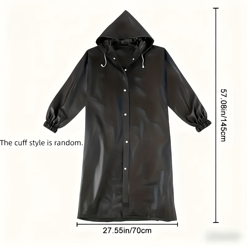 TEMU 1pc High-quality Durable Raincoat - Full Coverage With Hood Design, Adjustable Drawstring Brim, Fits All For Cycling, Hiking, Fishing, Camping -