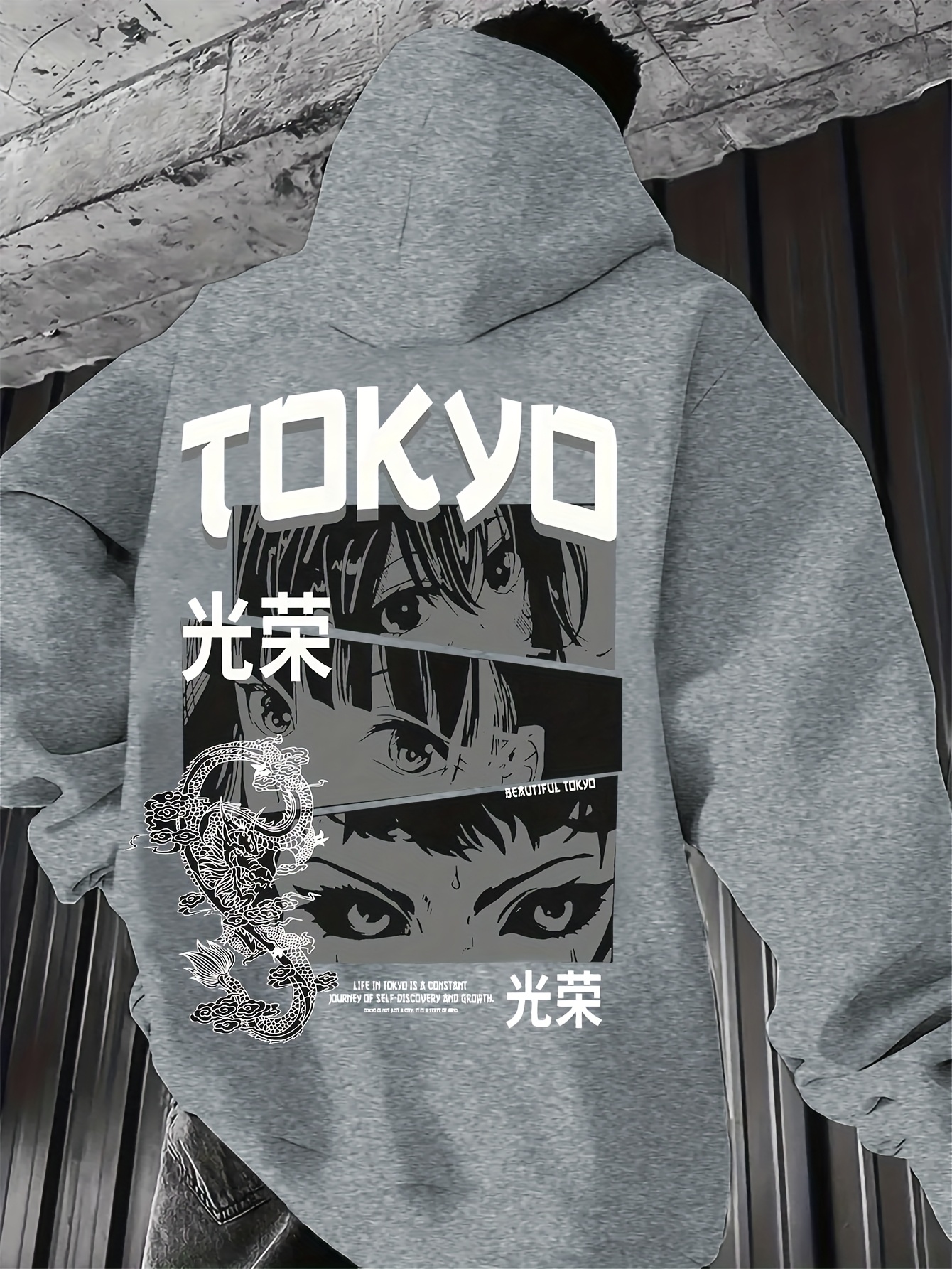 mens winter anime graphic print hooded sweatshirt tokyo Temu