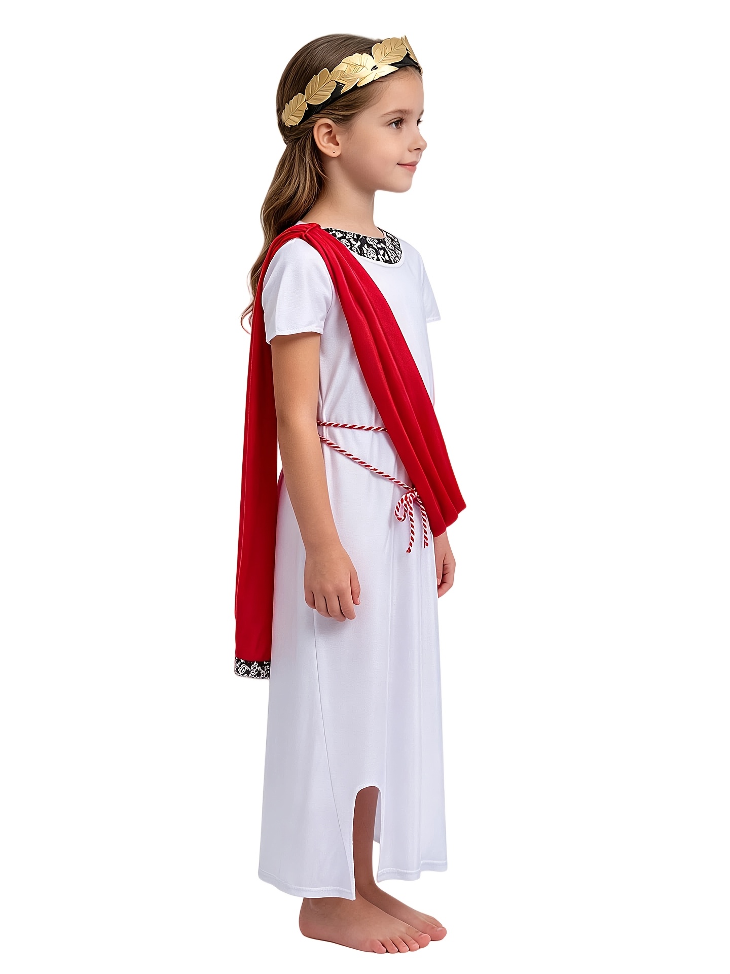 California Costumes Basic Toga Kind – Medium – Mit 2 Schals, Gürtel & Blatt-Kopfbedeckung