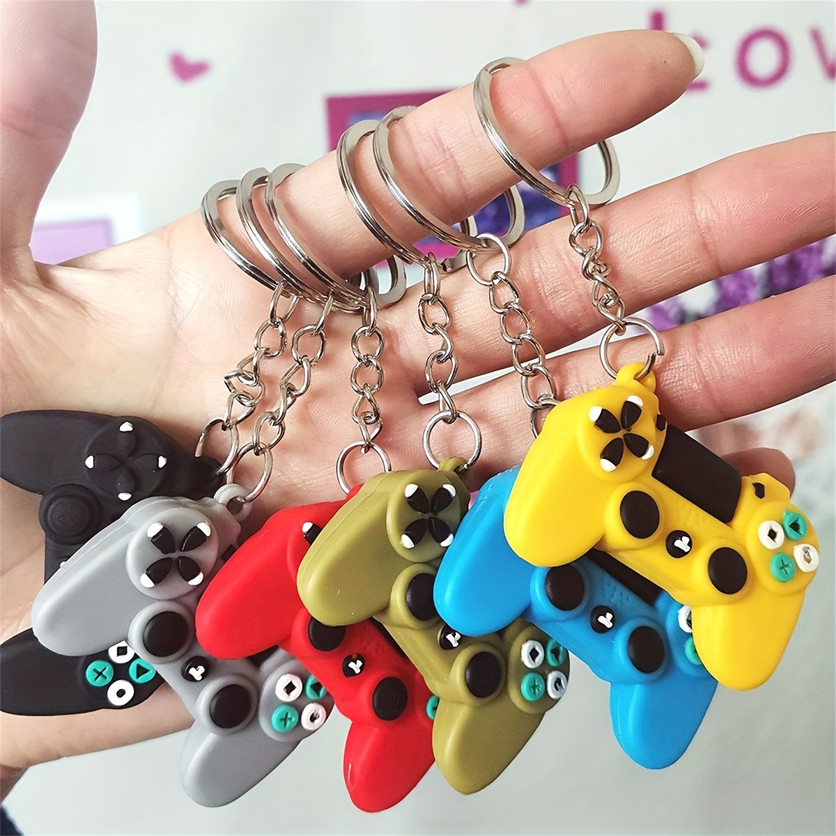 

6pcs Silicone Game Controller Keychains - Creative Gaming Console Pendant Charms For Bags & Party Favors