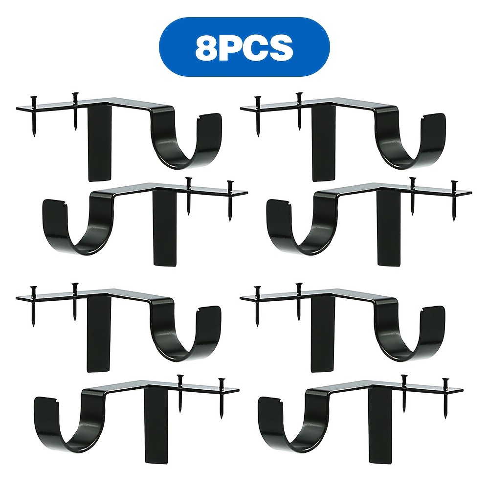 Image of 8pcs No-drill Curtain Rod Bracket, Adjustable Curtain Rod Holder With , Heavy-duty Window Curtain Support With Wall-mounted Design, Ideal For Living Room, Bedroom, And Doors
