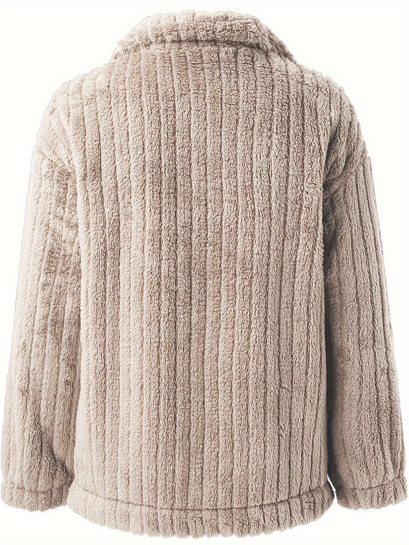 casual teddy jas voor dames met nepzakken -   polyester, machinewasbaar,     voor herfst/winter 1
