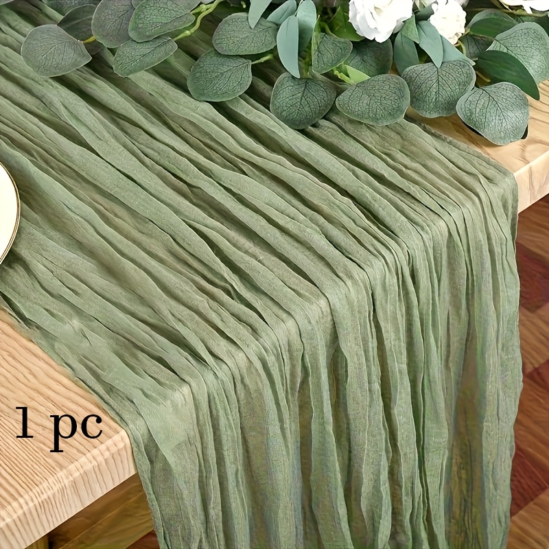 1pc crinkled cheese tablecloth crinkled twist table runner gauze tablecloth boho country decoration wedding reception bridal shower  