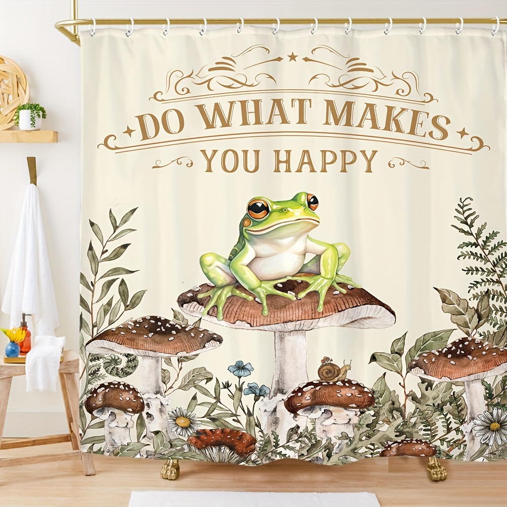 Tree Frog Print Shower Curtain 12 Hooks Non slip Absorbent - Temu