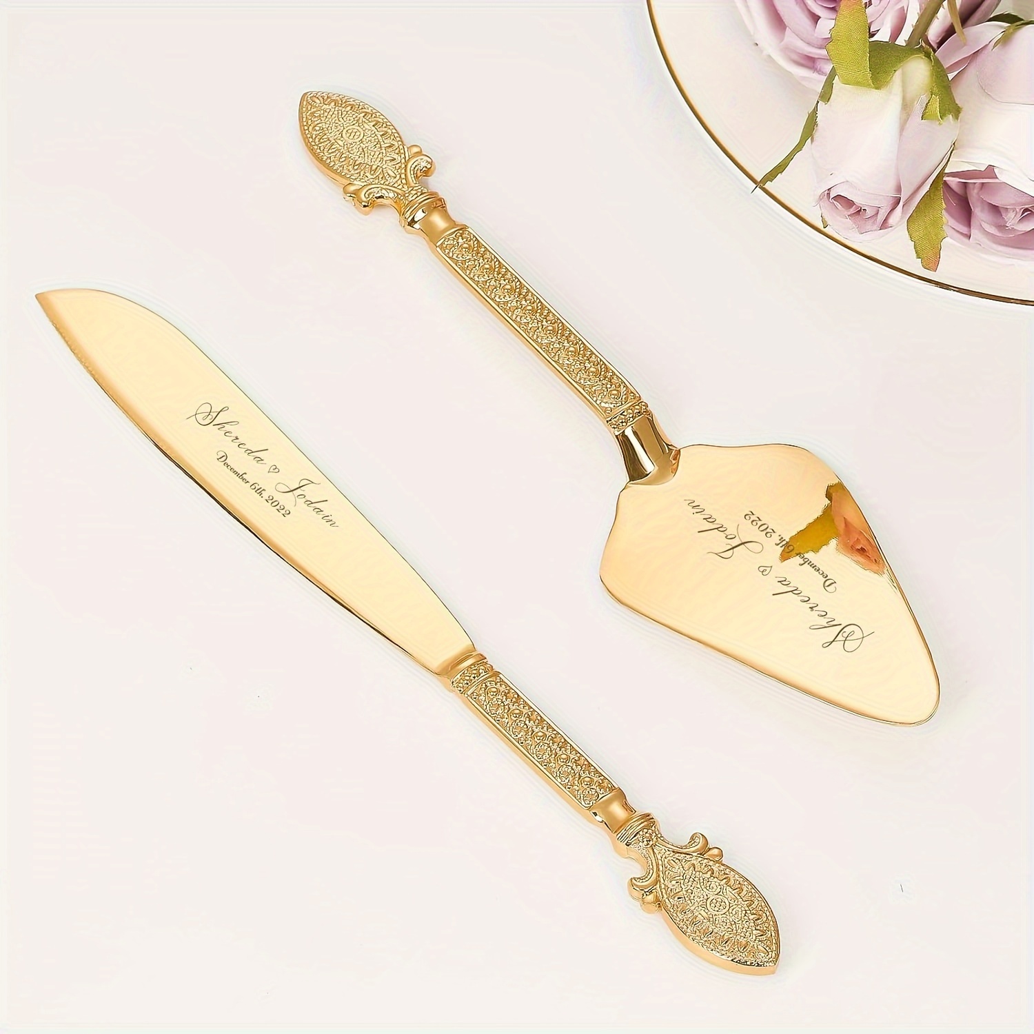 

Customized Wedding Cake Cutting Set, Personalized Knife And Server Set, Customized Cake Service Set, Carved Pastries And Pies Server Cake Pizza Knife, Birthday Bride Gift