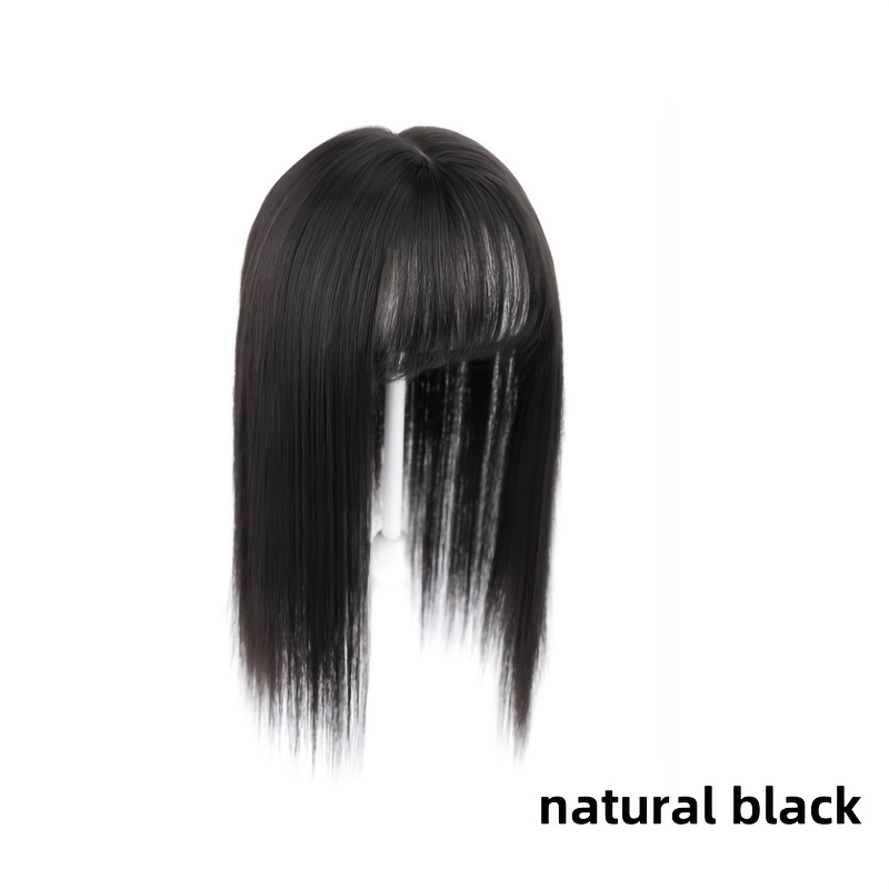 TEMU Women' Bangs Top Hairpiece Full Wig, Medium-length Clip-in Hair Extensions, For Music Festivals And Christmas