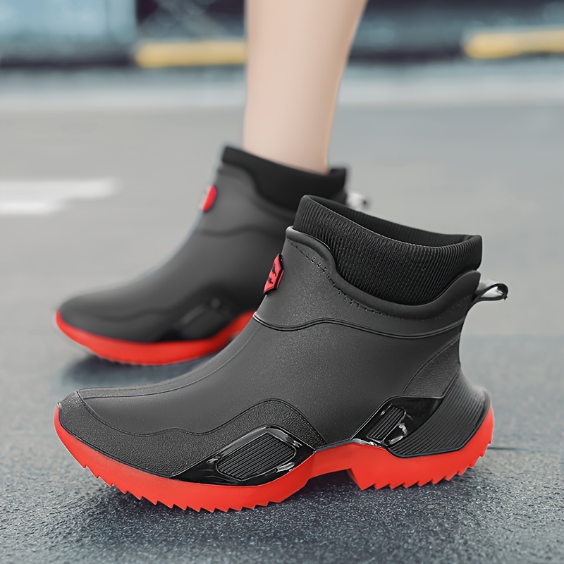 Botas de lluvia antideslizantes para zapatos cortos impermeables y  cálidos con forro polar Botas cortas unisex de PVC elegantes para cocina