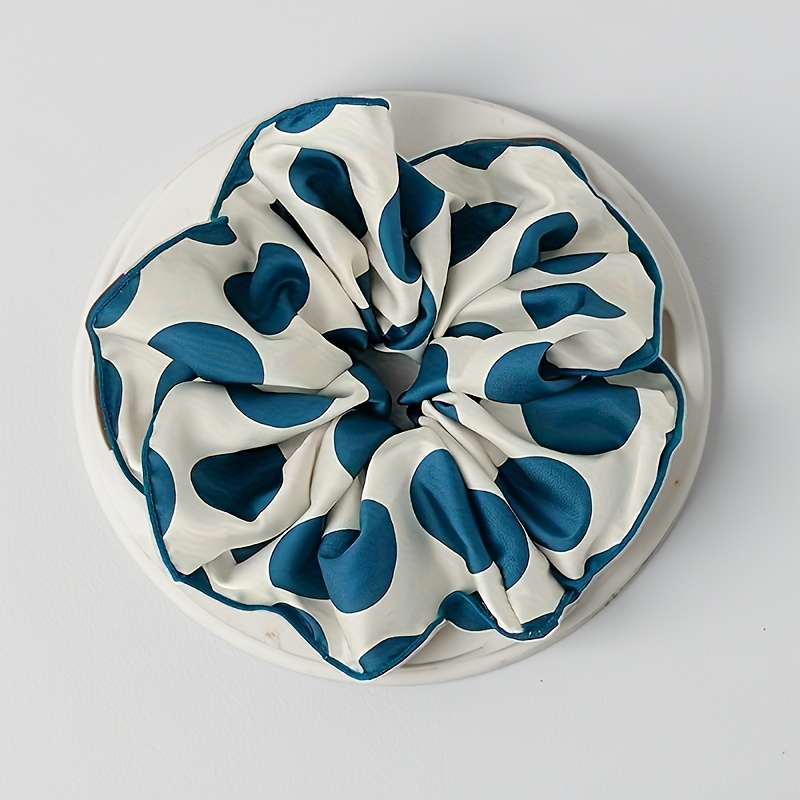 TEMU Vintage Satin Polka Dot Large Ponytail Holder, Niche High-end Design Hair Tie Accessory