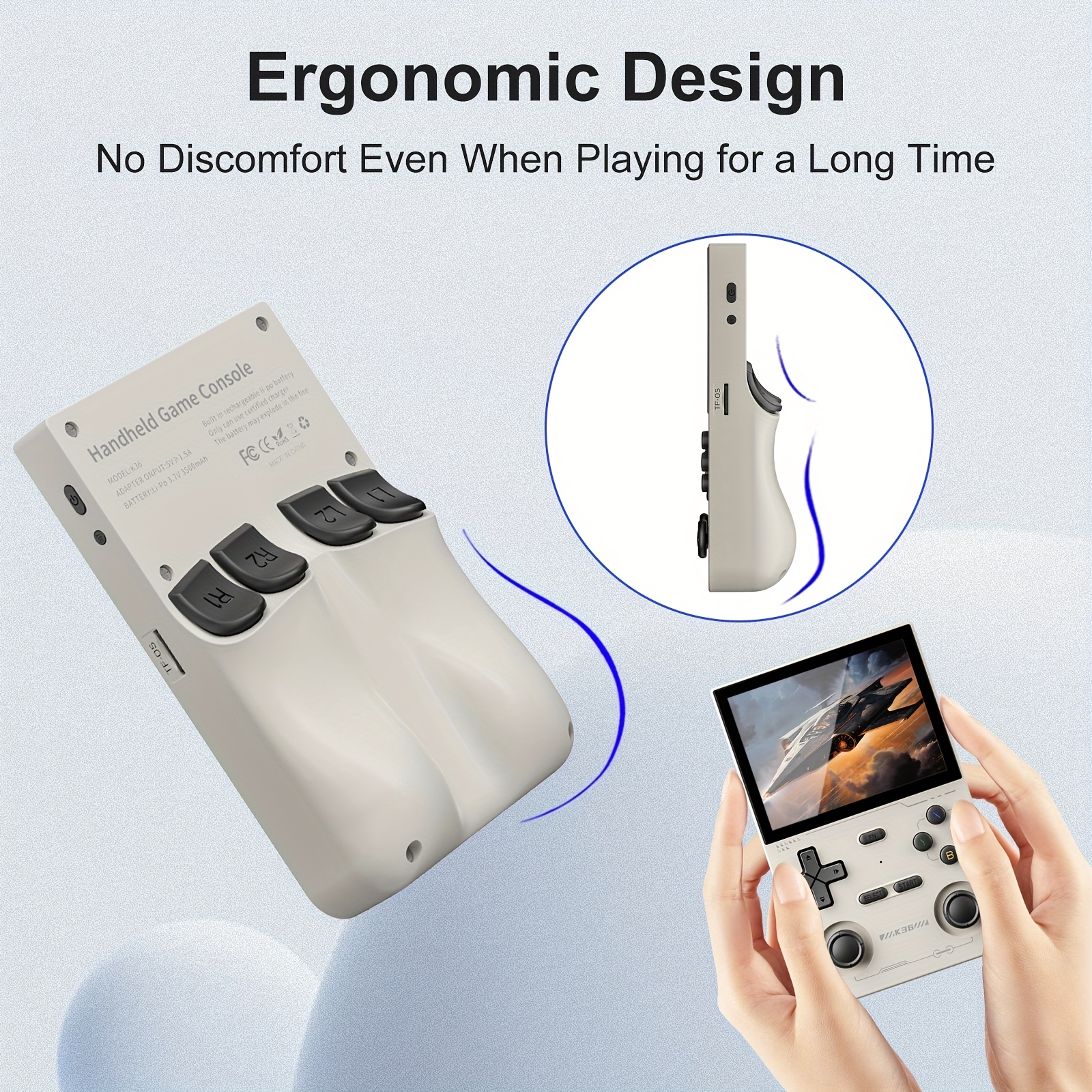K36 Open-source Handheld Game Console, 64GB Memory Card, Fully Upgraded, Powerful Processor, Stable and Lag-Free, Supports OTG Interface, Rich Emulators, 3.5-inch Ultra-Clear Screen, Extended Battery Life