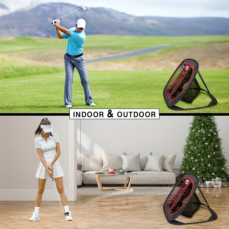 Golf Chipping Practice Net Training Set with Hitting Mat & Storage Bag