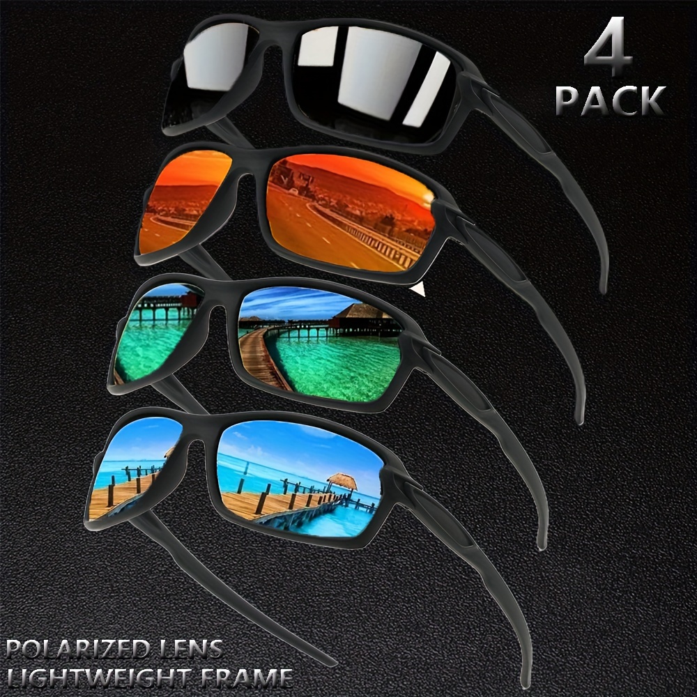 

4pcs Polarized Men's Casual Fashion Sports Glasses, Fishermen's Favorite, Suitable For Various Outdoor Adventure Travel And Beach Surfing Glasses