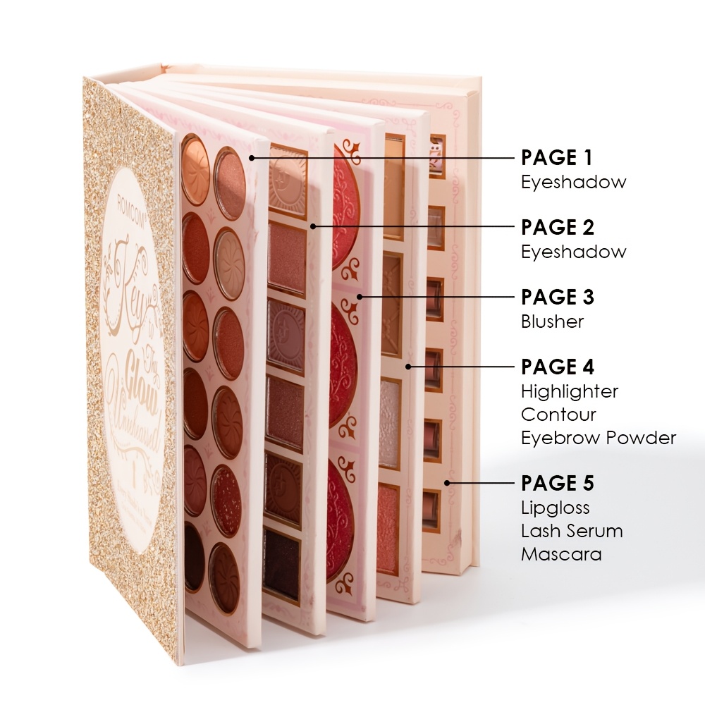 64 color book style makeup palette including 24 shimmer matte eyeshadows 4 lip glosses 2 mascaras 10 contour highlighter shades 6 blushes all in one multifunctional set an ideal holiday gift for women