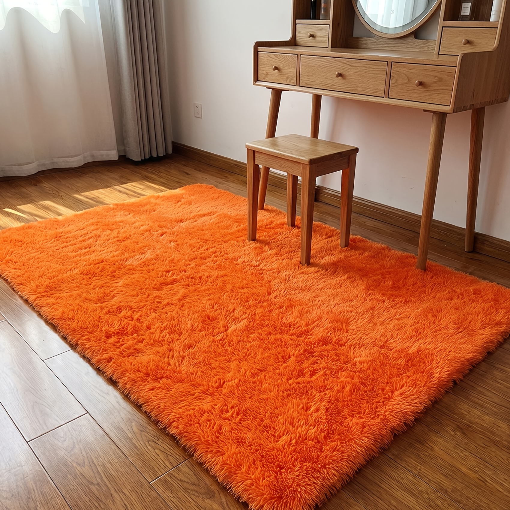 1pc morandi orange series modern minimalist thick   plush carpet for living room and bedroom dual use   home decoration   orange high density ultra soft plush surface carpet