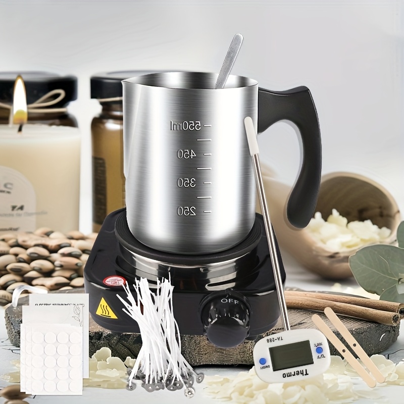 TEMU Adult Candle Making Kit - Handcrafted Art Candle Making Tools - Includes 50 Wicks, Stirring Spoon, Thermometer - Beginner's Candle Making