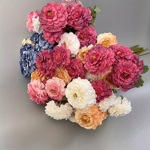 Artikelbild 3er-set, künstliche blumen direkt ab werk, realistische zierblumen, mehrfarbige phalaenopsis-orchideen, zwiebelblüten, hafer-schoten, spitzenblumen, 6-köpfige hortensien, weiche dekoblumen, grüne pflanzen, für abschlusssaison, thanksgiving, halloween, weihnachten, außendekoration, kulissen für