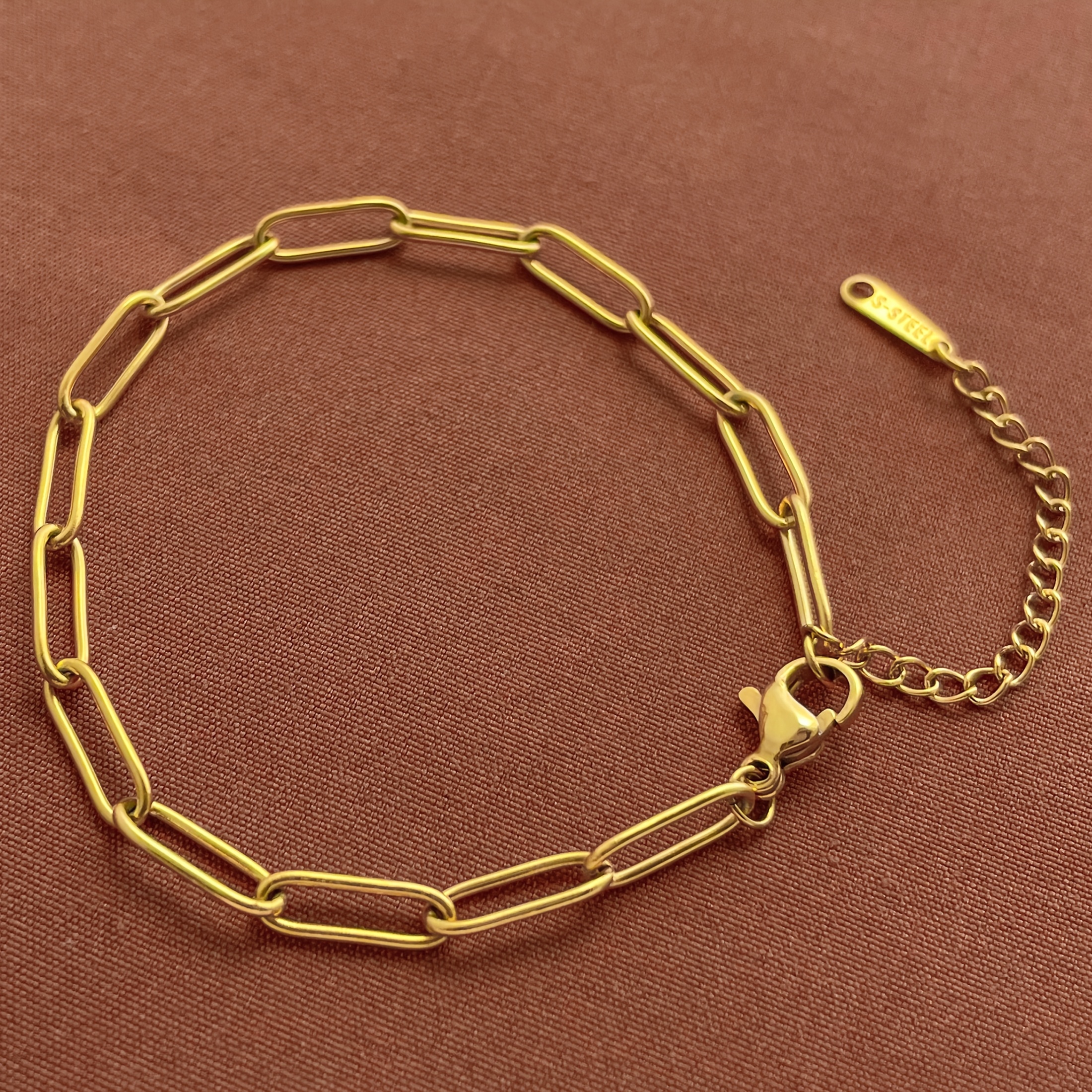 E-shop 1 Edelstahl-Kettenarmband, schlichtes persönliches Alltagsarmband für Damen