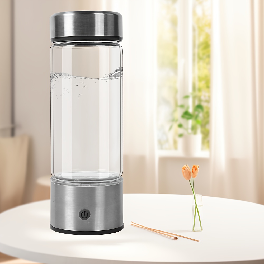 [Hydrogen Water Bottle] Rechargeable Hydrogen Water Bottle Generator | Portable Hydrogen Water Ionizer Machine, 450ml Hydrogen Rich Water Glass Health Cup For Home Travel