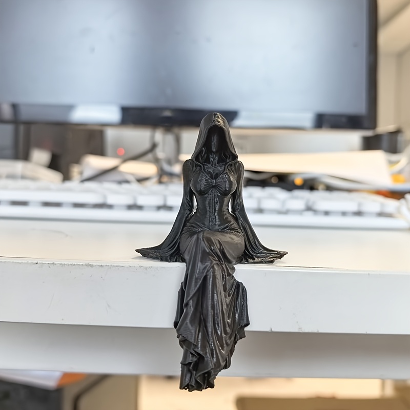 TEMU 3d Printed Gothic Faceless Reaper Goddess Monitor Decoration Collectible Doll, Dark Figurine, Gaming Setup Office Home Desktop Decor, Halloween
