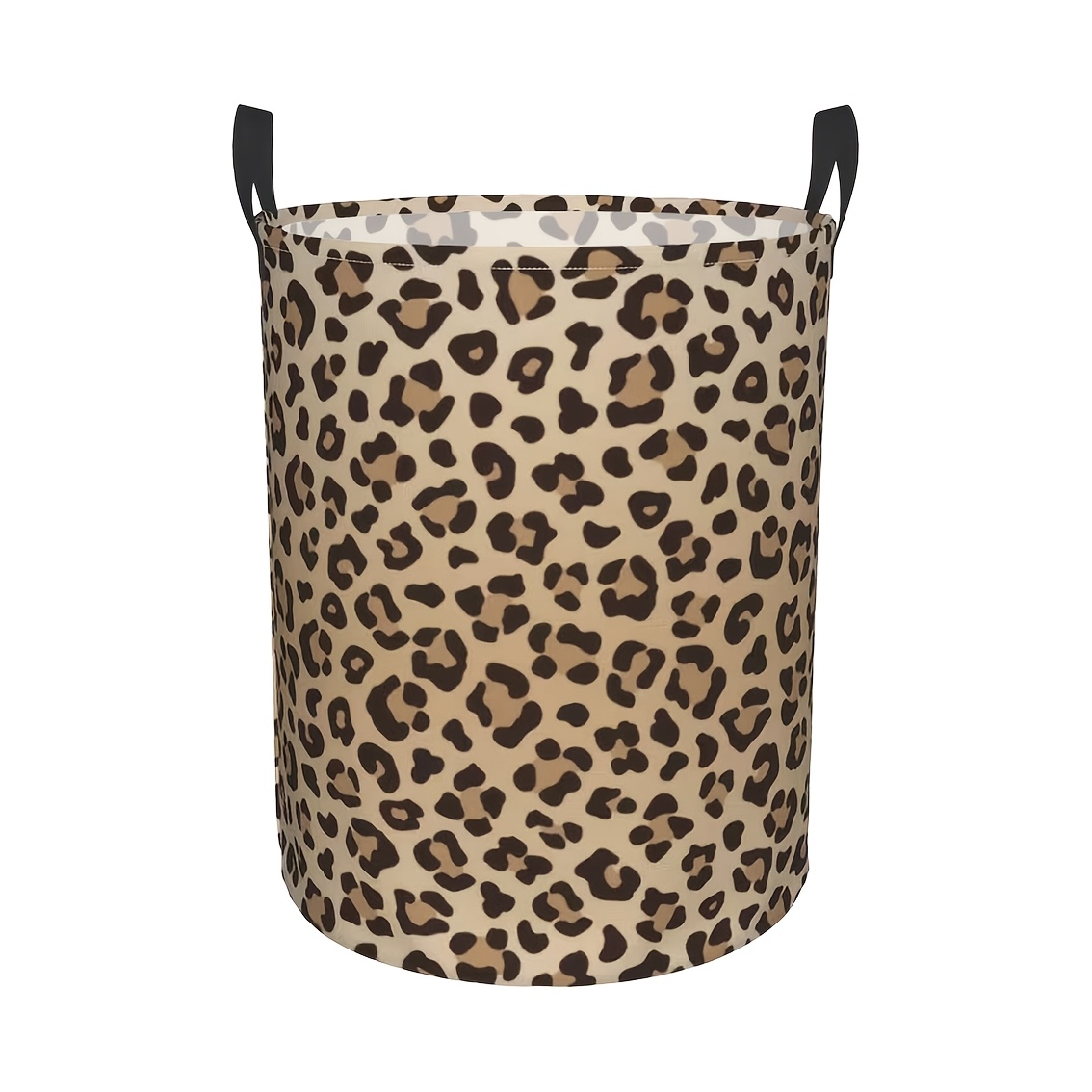TEMU 1 panier de rangement marron à motif léopard, poubelle à linge pliable , organisateur rétro style pour salon et chambre à coucher, paniers