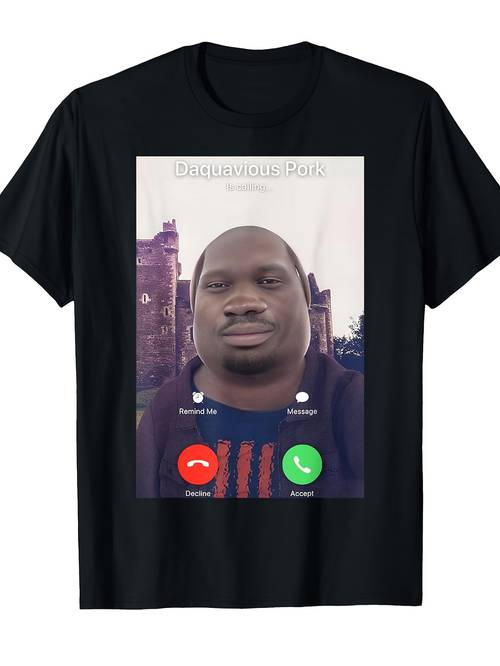 mens humorous daqous viral video tee loose retro style featuring phone call graphic name tag design perfect for tiktok enthusiasts birthdays everyday wear mens shirt halloween edgy style unisex clothing soft